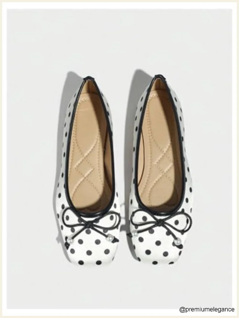 Polka Dots Ballet Flat Lace Mesh Beaded Square Toe Wedding Shoes